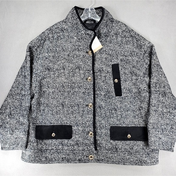 Talbots Jackets & Blazers - Talbots Boucle Herringbone Jacket Woven Italy Size 2X Career Mob Wife Wool Blend